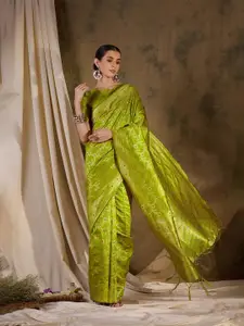 DEVATITHI Ethnic Motifs Zari Silk Blend Banarasi Saree