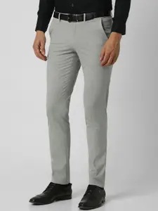 Van Heusen Men Textured Slim Fit Formal Trousers