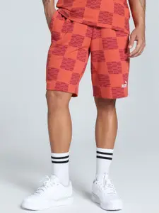 Puma United Men Printed Pure Cotton Mid Rise Shorts