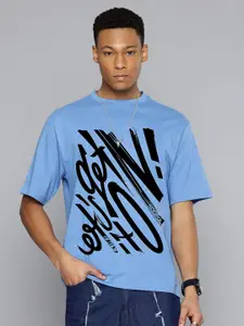 Moda Rapido Men Abstract Printed Round Neck Cotton Oversized Fit T-shirt