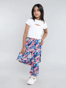 taffykids Girls Round Neck Top With Cargo Jogger