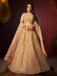 ODETTE Embroidered Beads and Stones Semi-Stitched Net Semi-Stitched Lehenga Choli