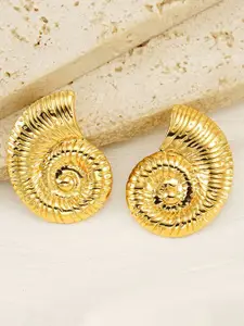 MEENAZ Stainless Steel Gold-Plated Contemporary Drop Earrings