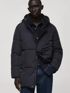 MANGO MAN Water Resistant Hooded Longline Puffer Jacket