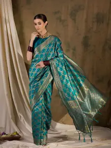 DEVATITHI Ethnic Motifs Zari Silk Blend Banarasi Saree