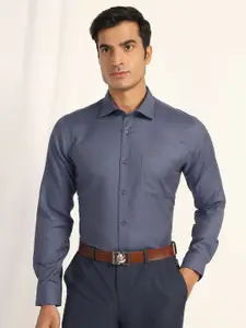 Blackberrys Men India Slim Fit Spread Collar Textured Cotton Formal Shirt