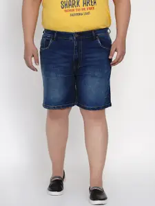 John Pride Plus Size Men Washed Denim Shorts