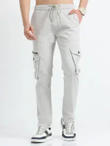 NEVER NEUD Men Relaxed Zipper Utility Cargos Trousers