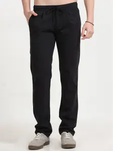 NEVER NEUD Men Relaxed Straight Fit Lazy Linen Pleated Trousers