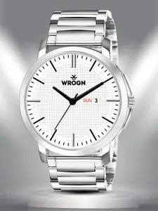 WROGN Men Brass Dial & Stainless Steel Bracelet Style Straps Analogue Watch WR-6607-White