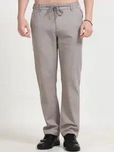 NEVER NEUD Men Relaxed Fancy Linen Trousers