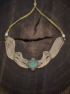 Kushal's Fashion Jewellery  Copper Mint Victorian-Plated Cubic-Zircon Necklace