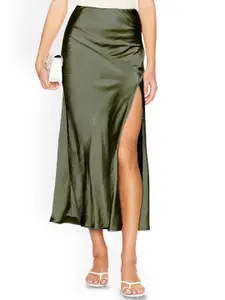 StyleCast x Revolte Women Side Slit High-Rise Midi Skirts