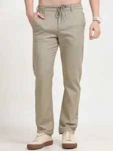 NEVER NEUD Men Relaxed Fancy Linen Trousers