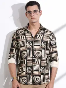 Thomas Scott Men Classic Slim Fit Opaque Printed Casual Shirt