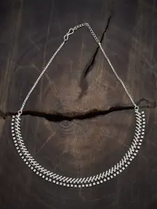 Kushal's Fashion Jewellery  Copper White Rhodium-Plated Cubic-Zircon Necklace