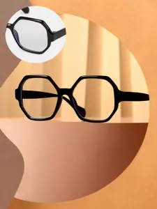 HAUTE SAUCE by  Campus Sutra HAUTE SAUCE by Campus Sutra Women The Madame Onyx Black Geometric Sunglass AW25_HSSG2790