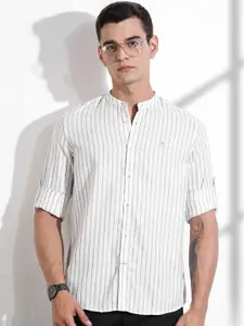 Thomas Scott Men Premium Slim Fit Opaque Striped Casual Shirt