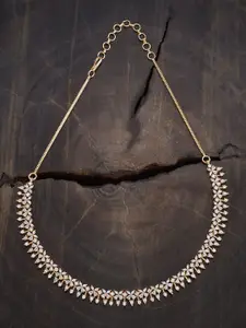 Kushal's Fashion Jewellery Copper White Gold-Embellished Bridal Cubic-Zircon Necklace