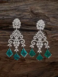 Kushal's Fashion Jewellery  Green Classic Cubic Zircon Drop Earrings