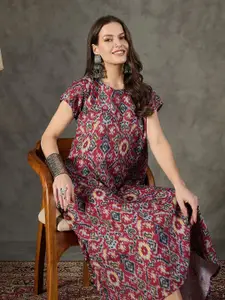 InWeave Ethnic Motifs Print A-Line Dress
