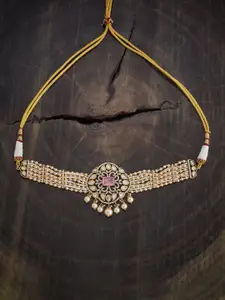 Kushal's Fashion Jewellery Embellished Bridal Copper Pink Victorian-Plated Kundan Necklace