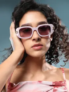 HAUTE SAUCE by  Campus Sutra HAUTE SAUCE by Campus Sutra Women The Gilded Pastel Rectangular Sunglass  Lavender Purple
