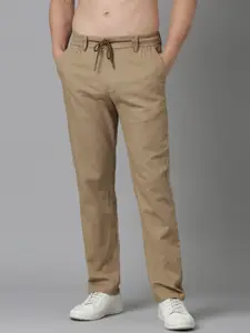 NEVER NEUD Men Relaxed Fancy Linen Trousers