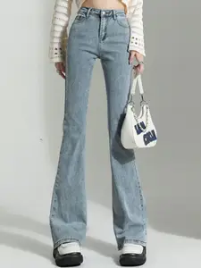 bebe Women Bootcut High-Rise Light Fade Jeans