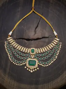 Kushal's Fashion Jewellery Embellished Bridal Copper Pink Victorian-Plated Kundan Necklace