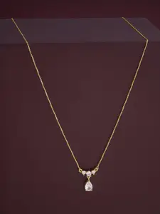 Kushal's Fashion Jewellery  92.5 Silver Gold Plated Cubic Zircon Studded Pendant Chain