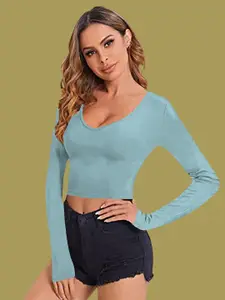 Dream Beauty Fashion Women V-Neck Fitted Crop Top