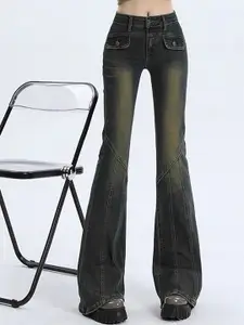 bebe Women Bootcut High-Rise Heavy Fade Jeans