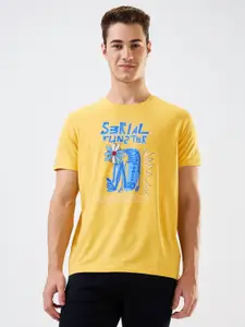 SPYKAR Men Graphic Printed Round Neck Cotton Slim Fit T-shirt