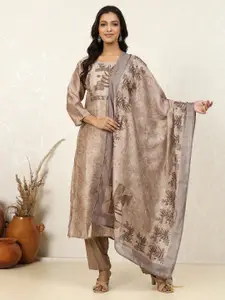 Biba Abstract Printed Sequence Unstitched Dress Material