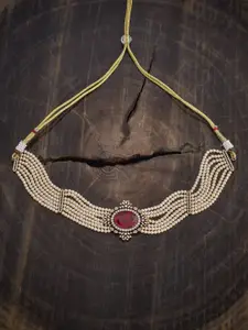 Kushal's Fashion Jewellery Victorian-Plated Cubic-Zircon Studded & Beaded Necklace