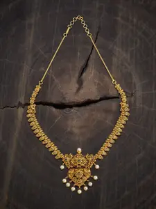 Kushal's Fashion Jewellery  Copper Ruby-Green Gold-Plated Antique Necklace