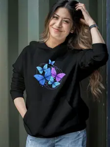 KASHIAN Women Graphic Printed Hooded Sweatshirt