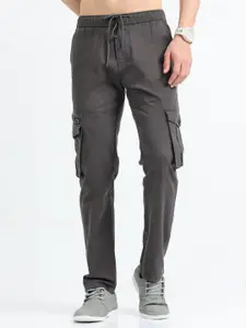 NEVER NEUD Men Relaxed Zipper Utility Cargos Trousers