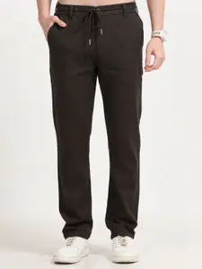 NEVER NEUD Men Relaxed Fancy Linen Trousers