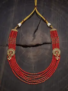Kushal's Fashion Jewellery  Copper Coral Gold-Plated Antique Necklace
