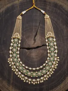 Kushal's Fashion Jewellery  Copper Mint Victorian-Plated Kundan Necklace