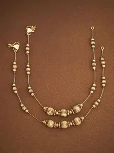 Kushal's Fashion Jewellery  Gold-Plated Antique Anklet