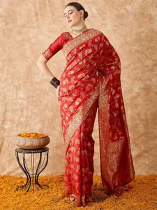 DEVATITHI Ethnic Motifs Zari Banarasi Saree