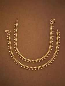 Kushal's Fashion Jewellery  Gold-Plated Antique Anklet