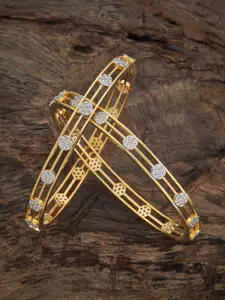 Kushal's Fashion Jewellery  Set Of 2 White Gold-Plated Cubic Zircon Studded Bangles