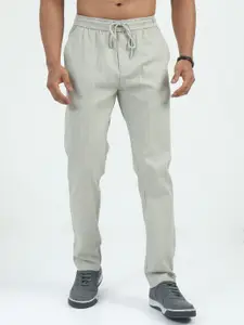 NEVER NEUD Men Relaxed Air Linen Summer Stripes Trousers