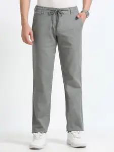 NEVER NEUD Men Relaxed Fancy Linen Trousers