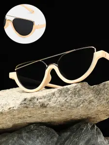 HAUTE SAUCE by  Campus Sutra HAUTE SAUCE by Campus Sutra Women The Tilted Bar Cateye Sunglass AW25_HSSG2779