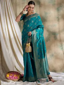 DEVATITHI Sky Blue Banarasi Silk Saree